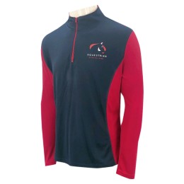 W216   Design half chest zipper red corporate collar printed logo mesh Sweatshirt women's Sweatshirt mesh 100% polyester W216   Design half chest zipper red corporate collar printed logo mesh Sweatshirt women's Sweatshirt mesh 100% polyester